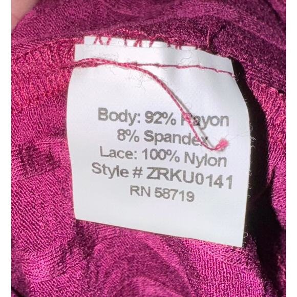 NWT Ny Collection Women's Ripped Top 3X Asymmetrical Lace Purple Fairy Work - Picture 6 of 6